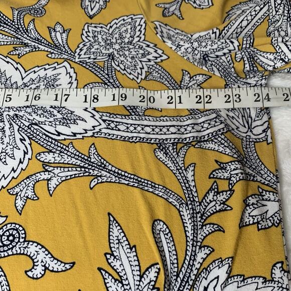Talbots Tee Women's Size 2x Long Sleeve Yellow Navy Peasant Floral Artsy Stretch - Picture 5 of 6